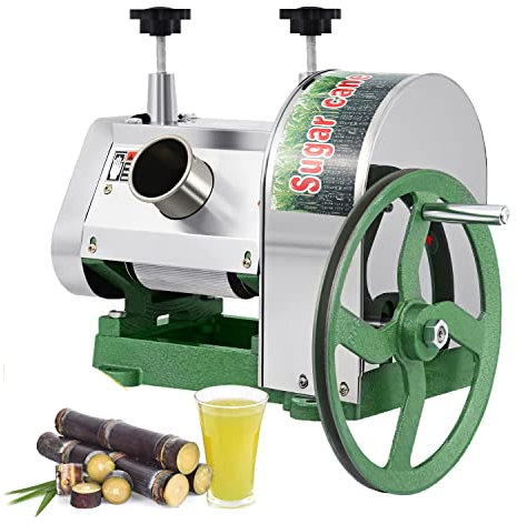 Manuelle Zuckerrohr-Entsafter, Edelstahl-Zuckerrohrpresse mit 63 mm Zufuhranschluss und Filterbox, verstellbarer Griff, 50 kg Leistung pro Stunde