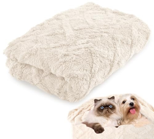 Neerow Coperta per cani, 100 x 150 cm, lavabile, in pile, per cani di piccola e media taglia, per cani di piccola taglia (beige)