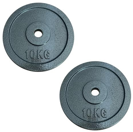 Chase Fitness Cast Iron Weight Plates, 1.25kg - 20kg, 1-Inch Hole, for Barbell and Dumbbell Training (10KG X 2)