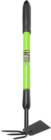YIAD 2-in-1 Garden Hoe Tool with Extendable 27-39 Inch Long Handle | Telescoping Digging Hoe and 3-Tine Cultivator, Stainless Metal Hand Weeder for Raised Beds, Flower Boxes, Seniors