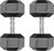 Kurzhanteln Set, Hexagon Hanteln | 2er Set 10-25 kg | Rutschsicher Ummantelt, Gummi Beschichtet Gusseisen Gewichte für Damen und Herren Krafttraining (2 x 15 kg- Schwarz)