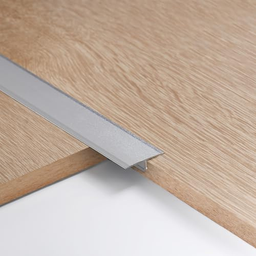 Zayejod Aluminium-T-Formleisten Flacher Bodenübergangsleiste Übergangprofil Türschwellen Bodentrennstreifen Fußböden Abdeckleisten- 2cm x 0.9m x 3pcs Silber