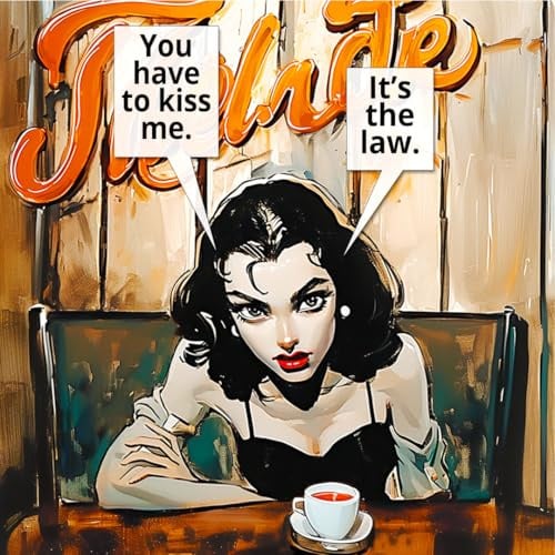 Mehrschichtig 3D Grafiken von Charles Kaufman: You Have to Kiss Me. 23 x 23 cm Schwarze Rahmen. Gerahmt. Fertig zum Aufhängen an Ihrer Wand.