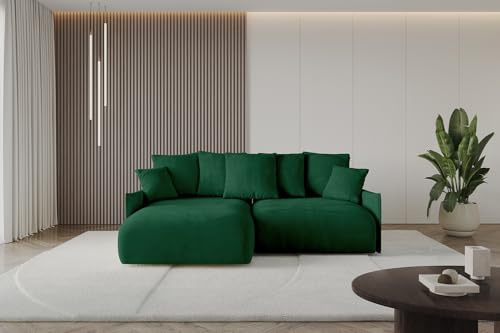 ALTDECOR Ecksofa mit Schlaffunktion und Bettkasten Corner Sofa Eckcouch Couch L-Form angeordnet Schlafcouch Ausziehbar Wohnlandschaft ONESK-L 216x177x72 Grün