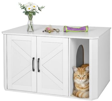 Relaxdays Katzenschrank für Katzentoilette, mit Eingang & Streumatte, Katzenklo verstecken, HxBxT: 50x85x49 cm, weiß