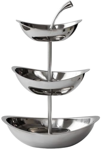 Brxmpn Cesta De Frutas De 3 Niveles, Soporte De Acero Inoxidable con Múltiples Niveles, Recipiente para Servir Verduras Y Frutas, Ideal para Almacenar Frutas, Verduras Y Aperitivos.