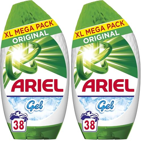 Ariel Washing Liquid Laundry Detergent Gel, 38 Washes, Original, Brrrilliant Stain Removal Even In 15˚C Or 15min (Pack of 2)