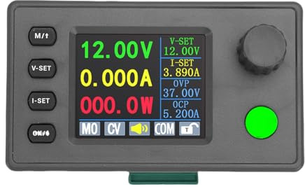 Régulateur de Tension Variable 7-36V vers 0.5-40V 8A, Convertisseur Alimentation DC Réglable avec Écran LCD 1.8 Pouce, Ventilateur Refroidissement, pour Panneau Solaire Camping Car