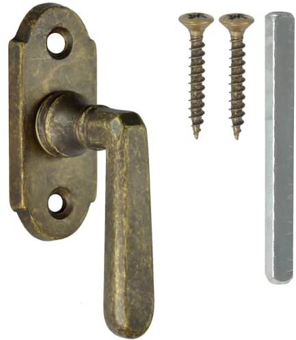 ALSTEN TECH Fenstergriff ALT WIEN Fensterbeschlag klassisch Antik Messing | Retro Design Messinggriff langlebig, stabile Konstruktion einarmig klein Montageset