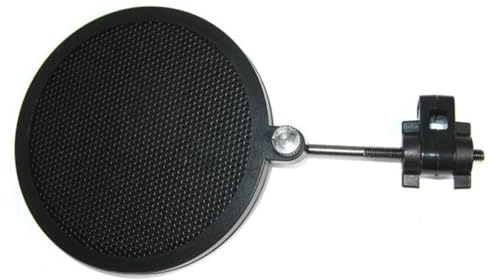 MAGICLULU Small Black Microphone Mic Shield with Double-layer Iron Net Filter, Windscreen Cover That Filters Popping Sounds and Protects Microphone from Spit, for Studio Recording