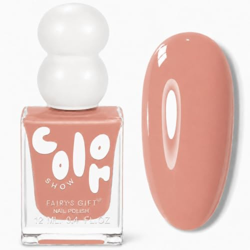 Peach Nude Nail Polish - Warm Peach Nude Nail Varnish, Soft Apricot Pink Nail Paint, Quick Dry No UV Needed, Glossy Long Lasting Polish for DIY Manicure and Everyday Nail Art
