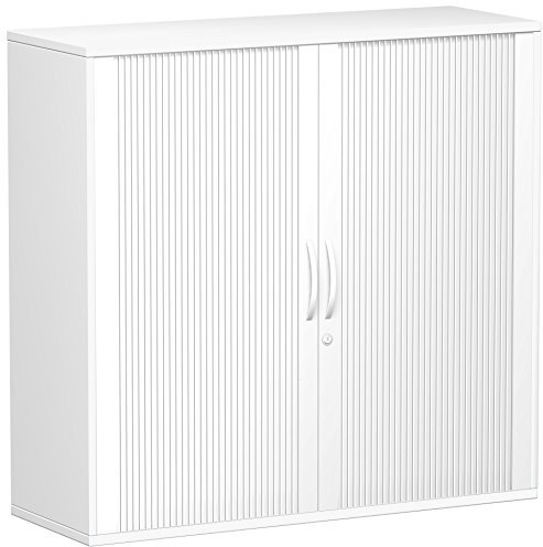 Gera Möbel Schranksystem Flex Querrollladenschrank, Holzdekor, Silber/weiß, 120 x 42.5 x 118.2 cm