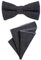 DonDon Herren Fliege 12 x 6 cm gebunden längenverstellbar und Einstecktuch 23 x 23 cm farblich passend aus Baumwolle dunkelgrau