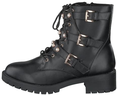 Bianco Pearl Biker Boot, Stivali da Motociclista Donna, Nero, 36 EU