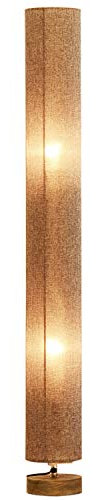 HOMCOM Lampe lampadaire Colonne sur Pied Abat-Jour Lin Circulaire Double lumière tamisée 40 W dim. Ø 15 x 120H cm Gris chiné