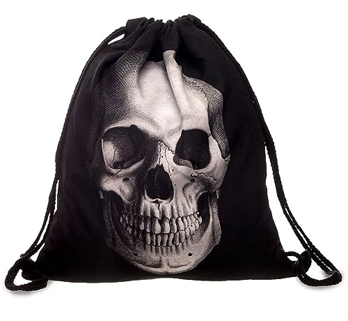 PREMYO Turnbeutel für Junge Teenager Mädchen – Sportbeutel Damen Bedruckt Totenkopf – Hipster Gym Bag Festival