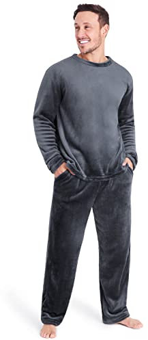 CityComfort Pigiama Uomo Invernale di Pile (L, Grigio Scuro)