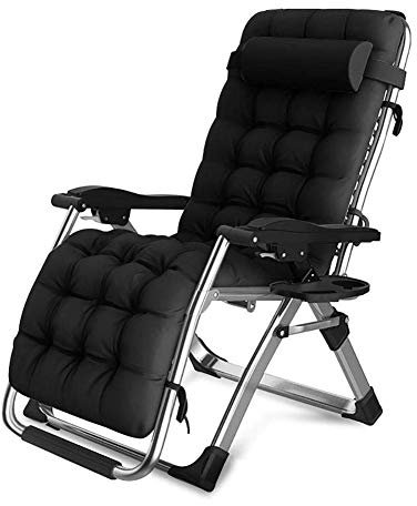 DQCHAIR Terrassenstühle Liegestühle Schwerelosigkeit Chaise Lounges Garten Schaukelstuhl Für Strand Camping Unterstützt 200 kg (Color : Black)