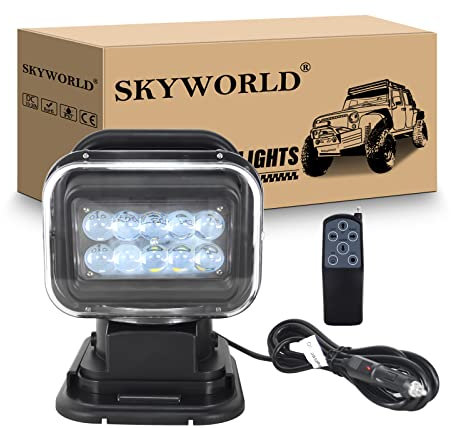 SKYWORLD feux de travail aimanté, 20 cm 38W 12V 24V projecteur de recherche, 360° Éclairage de Secours Éclairage de Construction pour offroad Voiture camions SUV 4x4 Tracteur Bateau