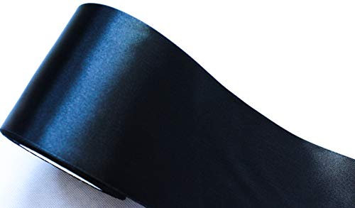 CaPiSo 22m Satinband 100 mm Schleifenband 10cm Breite Geschenkband Tischläufer Dekoband Dekoration Trauerband Trauerdeko Grabdekoration (Schwarz, 22m)