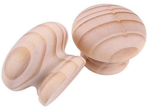 2X Pine Door Knobs 50mm Large Pre Drilled Unstained Natural Wood