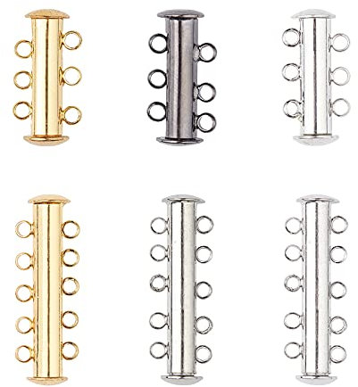 PandaHall 10 Sets Schiebeverschluss, Mehrstrang-Magnetschlauchverschlüsse Armband-Halskettenverbinder Schichtverschluss Für Die Herstellung von Geschichteten Halsketten-Armbändern