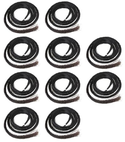 BQLZR 10 Stück 32 Zoll Violine Bogen Haar Pferdehaar für Violine Viola Bogen Teile Schwarz