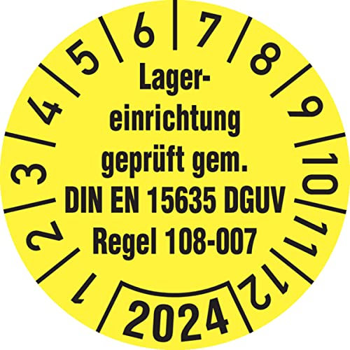 Dreifke® Aufkleber Jahresprüfplakette, Lagererinrichtung DIN EN 15635 DGUV Regel 108-007, Ø 30 mm - Bogen = 10 Stk. Folie selbstklebend 3