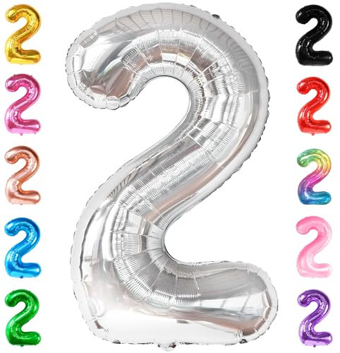 KatchOn, Großer Silberner Luftballon 2. Geburtstag – 100 CM, HELIUM UNTERSTÜTZT | Zwei The Moon-Ballons für Two The Moon Geburtstagsdekorationen Mädchen | Dekorationen zum 2. Geburtstag
