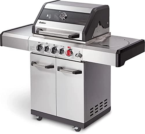 Enders Kansas II Pro 3 SIK Turbo Barbacoa de Gas, 3 quemadores + quemador trasero + hornillo lateral, parrilla de hierro fundido, Barbacoa con estantes laterales, Zona Turbo, Simple Clean #871333