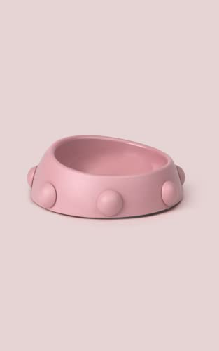 United Pets Boss Nano Futternapf für Hunde, hergestellt in Italien, ideal für Bulldogge, Mops, Pekinese, Boston Terrier, Rosa mit rosa Nieten, Fassungsvermögen 160 ml