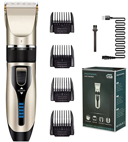 Haarschneidemaschine Profi, Haarschneider Herren & Barttrimmer, USB Aufladung Akku Friseurschneider mit LED Anzeige, Elektrischer Haarschneider Haircut Kit für Home DIY Barber Salon