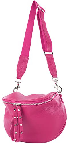 modamoda de - T236 - Umhängetasche Klein Small aus ital. Leder, Farbe:Pink