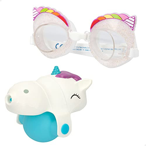 ColorBaby 46864 – Unicorn Girls' Swimming Goggles, with Water Launcher, Adjustable Rubber Band, Recommended for Ages 5 and Up