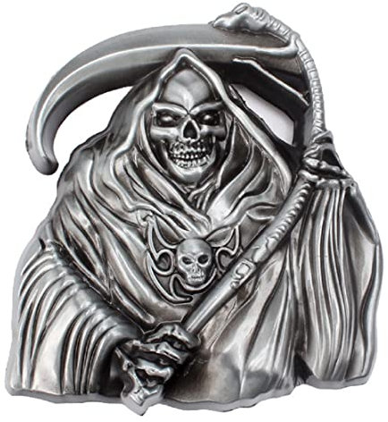 Longcreek Skull Belt Buckle for Men, Punk Skull Belt Buckle, Gothic Skull Head Belts Buckle, Sickle Skull Skeleton Belt Buckles, Western Cowboy belt buckle, Vintage Punk Rock belts buckles