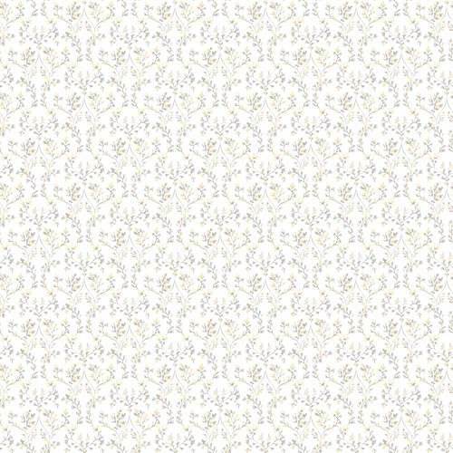 G56681 - Small Prints Ogee Floral Grey, Yellow Galerie Wallpaper