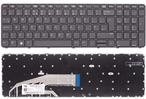 WIKIPARTS* New UK Layout Laptop Keyboard Replacement For HP ProBook 450 G4, 455 G4, 470 G4 English Keyboard Non Backlit with Frame
