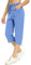 Totatuit Damen Sommer Caprihose Jogginghose 3/4 Baumwolle Sommerhose Yoga Fitness Activewear mit Tasche für Sport und Freizeit Blau L