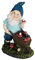 Relaxdays Garden Gnome with Toadstools, Weather & Frostproof, 14.5 x 10.5 x 7 cm, Figurine, Polyresin, Multicoloured