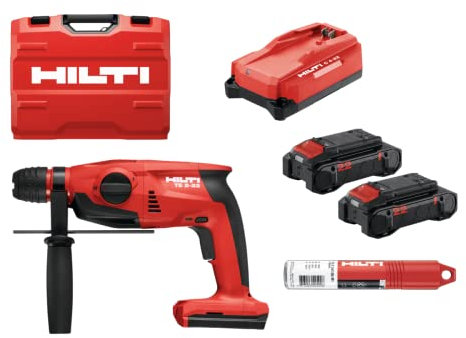 Hilti 2407291 Kit TE 2-22 NURON + 2 baterías B 22-85 + cargador C 4-22 + Juego de 6 brocas TE C-M1 (1.5 J. Tareas de perforación con y sin percusión. Peso 2,3 kg. Incluye maletín)