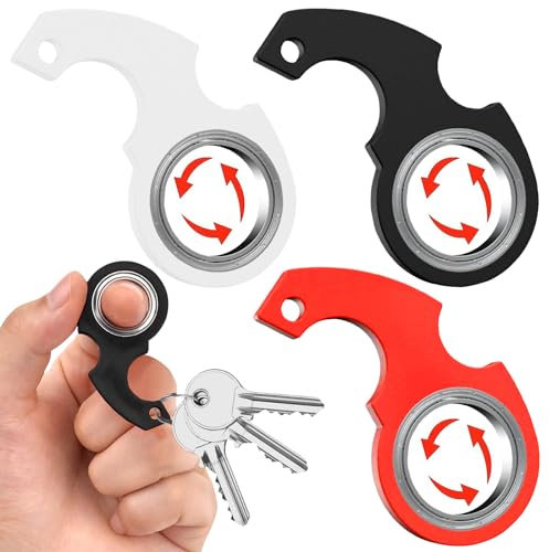 Porte-CléS Spinner Keyring Portable Finger Spinner Porte-CléS Anneau Jouet pour L'EntraîNement des Doigts, Enfants Et Adultes Soulagement De L'AnxiéTé Key Spinner (3p)