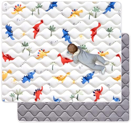 50 x 50 Foldable Baby Play Mat, Odorless Premium Foam Microfiber Floor Mat, Hypoallergenic Non‑Slip Washable for Infants Toddlers, Playpen, Tummy Time & Travel