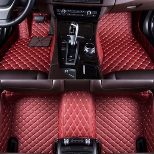 77YLMT77 Nach Maß Auto FußMatten Kompatibel mit 98.8% Jaguar E-Pace,F-Pace,F-Type,I-Pace,XE,XF,XJ,XK,PU-Leder Allwetter wasserdichte rutschfeste Auto Fussmatten Set (Rotwein)