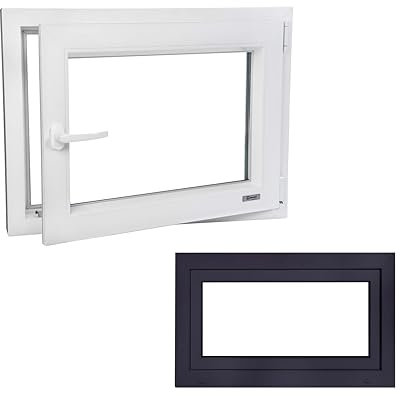 DECCO Fenster - Kunststofffenster Anthrazit Garagenfenster/Gartenhausfenster/Kellerfenster 100x90cm 3-fach Verglast - Din Rechts - Funktion Dreh Kipp