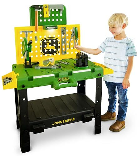 John Deere Kids Workbench, Power Tools Workshop, Build Your Own Toy Tool Box with 39 Realistic Toy Tools and Accessories, 5+