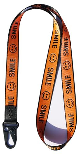 TOOLIN Halsriemen Schlüsselbund für Frauen und Männer,Lanyard für Schlüssel,ID Card Holde,Brieftaschen und Ausweishalter (Lächeln-orange)