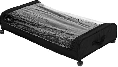 Zerodeko Bett-aufbewahrungswagen Ausziehbare Schublade Für Kleidung Und Schuhe Großer Stabiler Eisenrahmen Leichtgängige Rollen Kein Samtpolster Schwarz