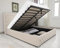 King Size Bed Frame, Upholstered Bed Wingback Headboard Tufted, Velvet Fabric, Ottoman Bed with Storage, Gas Lift Up Bed, Wooden Slats Space Saving 5ft Beige King Bed Frame, No Mattress