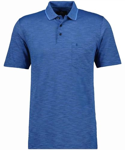 RAGMAN Herren Softknit-Polo gestreift, Flammdesign Blau-Melange-765, 3XL