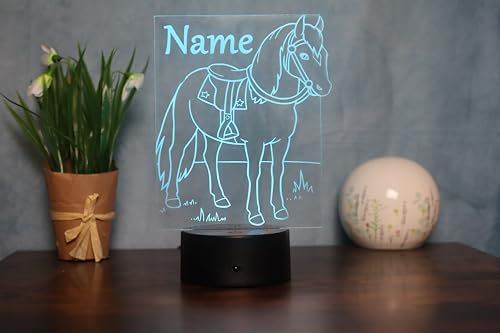 Optechvisual Pferd als Personalisierte LED-Tischlampe - Einzigartiges Geschenk für Pferdeliebhaber